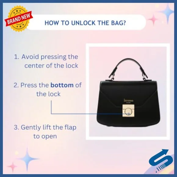 Vegan Leather Satchel Crossbody Bag with Adjustable Strap - Picture 6 of 7